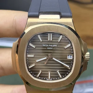 BBF Factory Patek Philippe Nautilus 5711R Replica Brown Gradient Dial Rose Gold Plated 904L Steel Case Black Rubber Strap Watch Front View