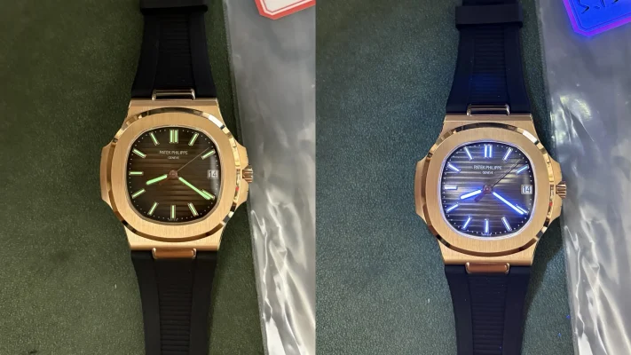 BBF Factory Patek Philippe Nautilus 5711R Replica Brown Gradient Dial Rose Gold Plated 904L Steel Case Black Rubber Strap Watch Lume shot