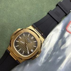 BBF Factory Patek Philippe Nautilus 5711R Replica Brown Gradient Dial Rose Gold Plated 904L Steel Case Black Rubber Strap Watch Side Profile Of The Dial 2