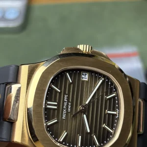 BBF Factory Patek Philippe Nautilus 5711R Replica Brown Gradient Dial Rose Gold Plated 904L Steel Case Black Rubber Strap Watch Side Profile Of The Dial 3