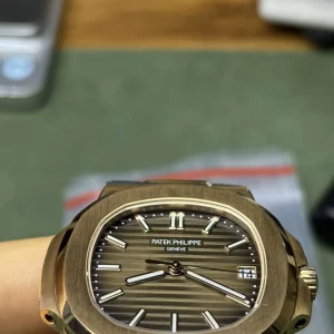 BBF Factory Patek Philippe Nautilus 5711R Replica Brown Gradient Dial Rose Gold Plated 904L Steel Case Black Rubber Strap Watch Side Profile Of The Dial 5
