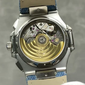 Luxury AAAAA Patek Philippe Nautilus 5980/60G-001 Replica Opaline Blue-Gray Horizontal Embossed Dial 40.5mm Men's Watch Case Back