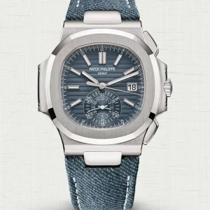 Luxury AAAAA Patek Philippe Nautilus 5980/60G-001 Replica Opaline Blue-Gray Horizontal Embossed Dial 40.5mm Men's Watch Main Image