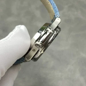 Luxury AAAAA Patek Philippe Nautilus 5980/60G-001 Replica Opaline Blue-Gray Horizontal Embossed Dial 40.5mm Men's Watch Side View 1