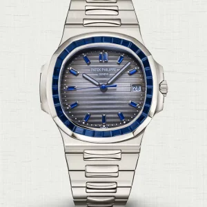 Super Clone Luxury Patek Philippe Nautilus 5711/111P-001 Replica Charcoal Grey Dial Blue Gemstone Bezel 40mm Watch Main Image