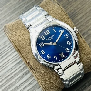 Super Clone Luxury Patek Philippe Twenty~4 7300/1200A Blue Dial Stainless Steel Bracelet 36mm Ladies Watch Dial Side View 1