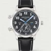 Super Clone Patek Philippe Calatrava 5524G Replica Pilot Travel Time 42mm Black Dial Black Leather Strap Dual Time Watch Image