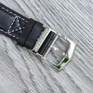 Super Clone Patek Philippe Calatrava 5524G Replica Pilot Travel Time 42mm Black Dial Black Leather Strap Dual Time Watch Strap