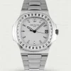 Super Clone Patek Philippe Nautilus 5711/110P-010 Replica 40mm White Embossed Dial Baguette Diamond Markers Diamond Bezel Watch Main Image