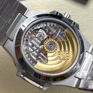 Super Clone Patek Philippe Nautilus 5711/110P-010 Replica 40mm White Embossed Dial Ruby Baguette Bezel Watch Case Back