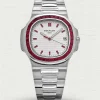 Super Clone Patek Philippe Nautilus 5711/110P-010 Replica 40mm White Embossed Dial Ruby Baguette Bezel Watch Main Image