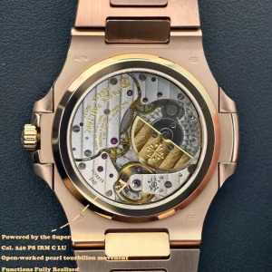 UMI 1:1 Super Clone Patek Philippe Nautilus 5712/1R-001 Replica Brown Gradient Dial Rose Gold Tone 40mm Ultra-Thin Case Watch Case Back