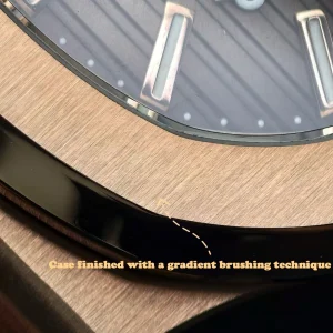 UMI 1:1 Super Clone Patek Philippe Nautilus 5712/1R-001 Replica Brown Gradient Dial Rose Gold Tone 40mm Ultra-Thin Case Watch Case Detail