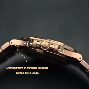 UMI 1:1 Super Clone Patek Philippe Nautilus 5712/1R-001 Replica Brown Gradient Dial Rose Gold Tone 40mm Ultra-Thin Case Watch Side View 2