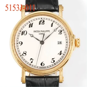 Patek Philippe Calatrava 5153J-011 38mm Yellow Gold White Dial - Front View