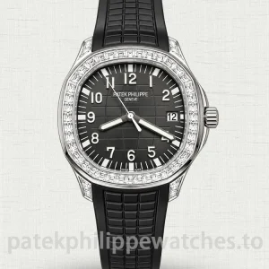 Patek Philippe Aquanaut 5167/300G-010 Replica 40.8mm Steel Black Dial with Diamond-Set Bezel