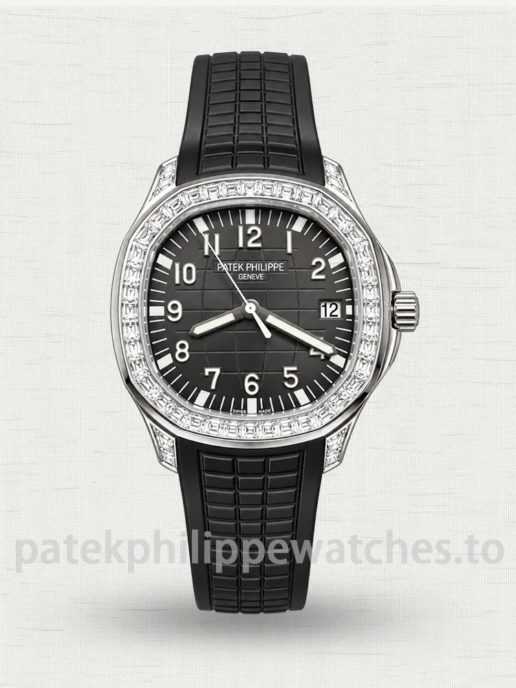 5167 Patek Philippe Aquanaut 5167/300G-010 Replica 40.8mm Steel Black Dial with Diamond-Set Bezel