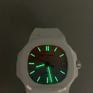 Patek Philippe AET Nautilus 5711 Replica Watch — 40mm, White Ceramic Case, Pink-Blue Gradient Dial-10