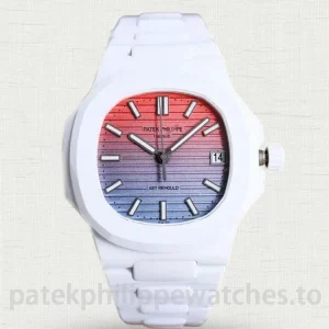 Patek Philippe AET Nautilus 5711 Replica Watch — 40mm, White Ceramic Case, Pink-Blue Gradient Dial-11