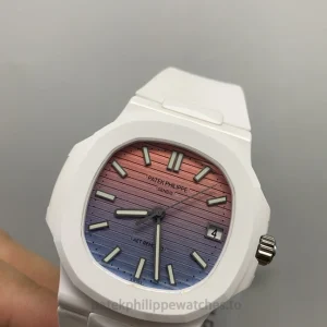 Patek Philippe AET Nautilus 5711 Replica Watch — 40mm, White Ceramic Case, Pink-Blue Gradient Dial-3