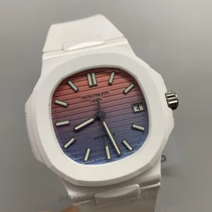 Patek Philippe AET Nautilus 5711 Replica Watch — 40mm, White Ceramic Case, Pink-Blue Gradient Dial-4