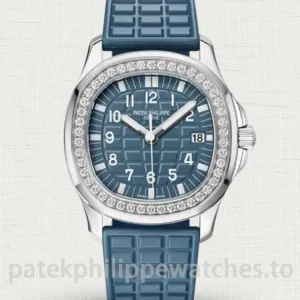 Patek Philippe Aquanaut 5067A-014 Replica Blue Embossed Dial Diamond Bezel Swiss Clone Movement Blue Composite Strap
