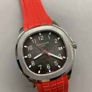 Patek Philippe Aquanaut 5167A-012 Replica Watch, 40.8 mm 904 Steel, Red Strap, Clone Caliber 324 S CDétail cadran 3