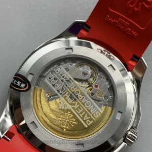 Patek Philippe Aquanaut 5167A-012 Replica Watch, 40.8 mm 904 Steel, Red Strap, Clone Caliber 324 S CFond de boîte montre