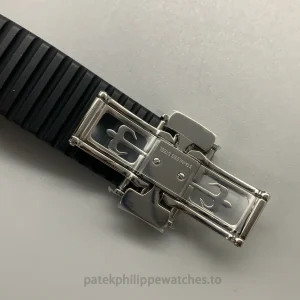 Patek Philippe Aquanaut 5267-200A-001 Replica 38.8mm Steel Watch, Black Dial, Diamond-Set BezelClasp detail