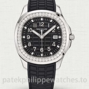 Patek-Philippe-Aquanaut-5267200A-001-Super-Clone-Womens-Automatic-Watch-38.8mm-Black-Dial-Diamond-Bezel-Black-Rubber-Strap-Main-Image