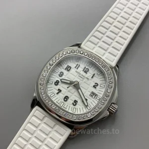 Patek-Philippe-Aquanaut-5267200A-010-Super-Clone-38.8mm-Womens-Luxury-Sports-Watch-with-White-Dial-White-Rubber-Strap-Dial-Detail-1