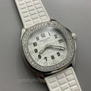 Patek-Philippe-Aquanaut-5267200A-010-Super-Clone-38.8mm-Womens-Luxury-Sports-Watch-with-White-Dial-White-Rubber-Strap-Dial-Detail-2