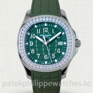Patek Philippe Aquanaut 5267200A-011 Replica 38.8mm Green Dial Diamond Bezel Quartz Watch