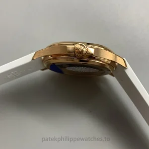 Patek Philippe Aquanaut 5268-200R-001 Replica – Rose-Gold-Tone 904L Steel, White Embossed Dial, White Rubber StrapRight case profile