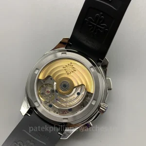 Patek-Philippe-Aquanaut-5968A-001-Replica-42.2mm-Mens-Automatic-Flyback-Chronograph-Watch-with-Black-Gray-Dial-Orange-Accents-Back-View