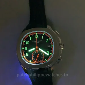 Patek Philippe Aquanaut 5968A-001 Replica 42.2mm Men's Automatic Flyback Chronograph Watch with Black-Gray Dial & Orange Accents-Luminescence2