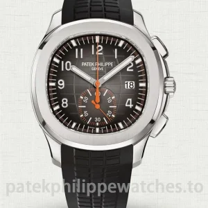 Patek Philippe Aquanaut 5968A-001 Replica 42.2mm Men's Automatic Flyback Chronograph Watch with Black-Gray Dial & Orange Accents-Main Image