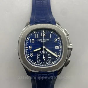 Patek-Philippe-Aquanaut-5968G-001-Super-Clone-42.2mm-Mens-Automatic-Flyback-Chronograph-Watch-with-Blue-Gradient-Dial-Midnight-Blue-Rubber-Strap-Front-View