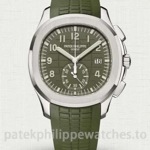 Patek-Philippe-Aquanaut-5968G-010-Replica-42.2mm-Mens-Automatic-Flyback-Chronograph-Watch-with-Khaki-Green-Dial-Rubber-Strap-Main-Image