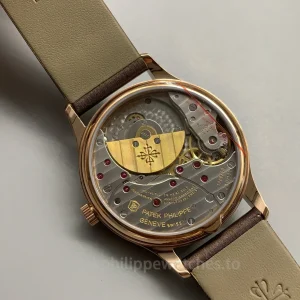 Patek-Philippe-Calatrava-4897R-001-Replica-35mm-Rose-Gold-Chocolate-Brown-Guilloche-Dial-Womens-Mechanical-Dress-Watch-Back-View
