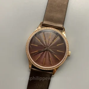Patek-Philippe-Calatrava-4897R-001-Replica-35mm-Rose-Gold-Chocolate-Brown-Guilloche-Dial-Womens-Mechanical-Dress-Watch-Dial-Detail-1
