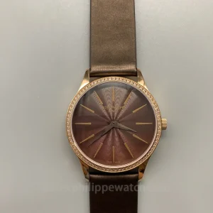 Patek-Philippe-Calatrava-4897R-001-Replica-35mm-Rose-Gold-Chocolate-Brown-Guilloche-Dial-Womens-Mechanical-Dress-Watch-Front-View
