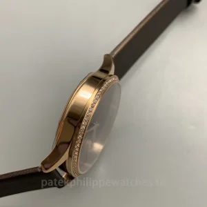 Patek-Philippe-Calatrava-4897R-001-Replica-35mm-Rose-Gold-Chocolate-Brown-Guilloche-Dial-Womens-Mechanical-Dress-Watch-Left-Side