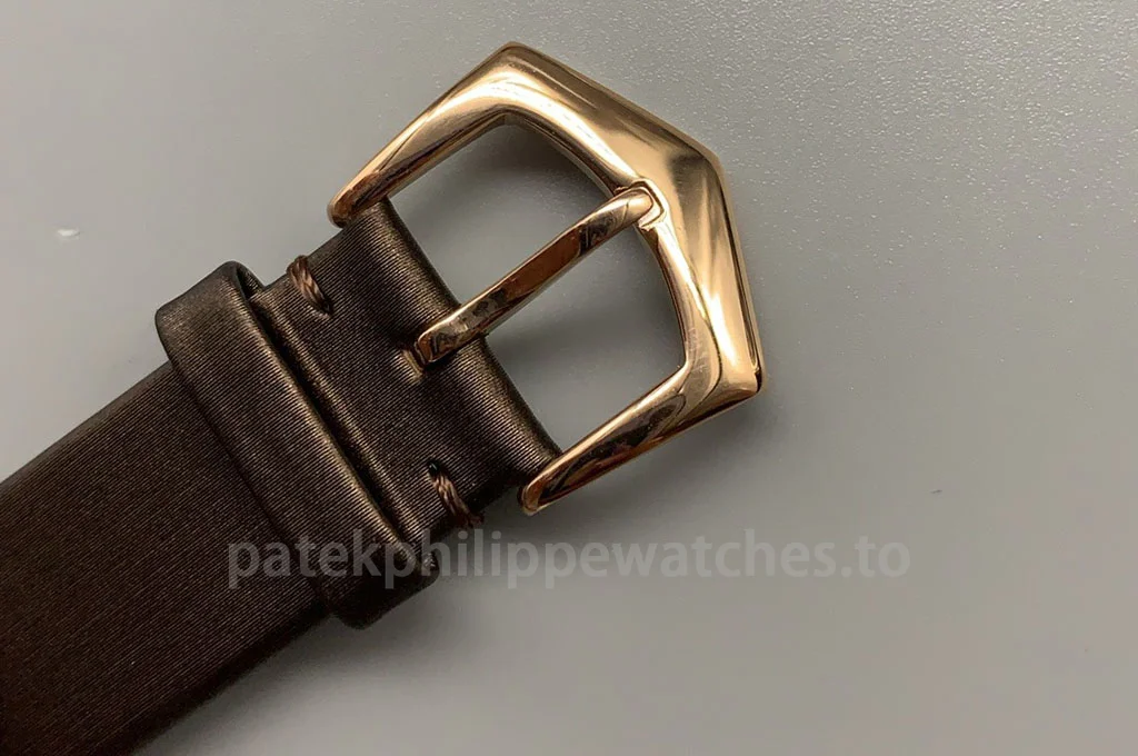 Patek Philippe Calatrava 4897R-001 Replica chocolate brown satin leather strap with rose gold buckle