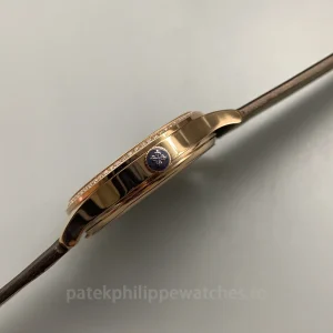 Patek-Philippe-Calatrava-4897R-001-Replica-35mm-Rose-Gold-Chocolate-Brown-Guilloche-Dial-Womens-Mechanical-Dress-Watch-Right-Side