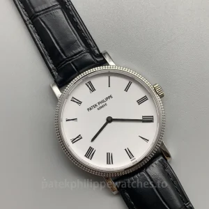 Patek-Philippe-Calatrava-5120G-001-Replica-35mm-Mens-Ultra-Thin-White-Lacquer-Dial-Mechanical-Dress-Watch-with-Clous-de-Paris-Bezel-Dial-Detail-2