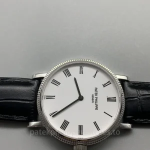 Patek-Philippe-Calatrava-5120G-001-Replica-35mm-Mens-Ultra-Thin-White-Lacquer-Dial-Mechanical-Dress-Watch-with-Clous-de-Paris-Bezel-Dial-Detail-4