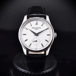 Patek Philippe Calatrava 5196G-001 Replica 37mm – 904L Steel, Silver Small-Seconds DialFront view1