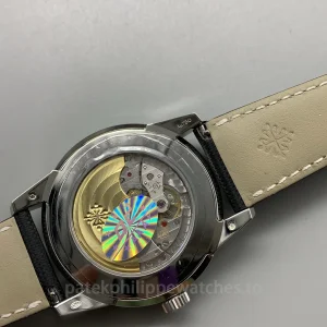 Patek-Philippe-Calatrava-5226G-001-Replica-40mm-Mens-Automatic-Watch-with-Gray-Dial-Black-Leather-Strap-Back-View