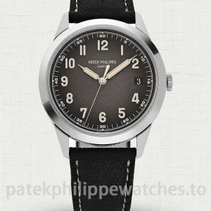 Patek-Philippe-Calatrava-5226G-001-Replica-40mm-Mens-Automatic-Watch-with-Gray-Dial-Black-Leather-Strap-Main-Image
